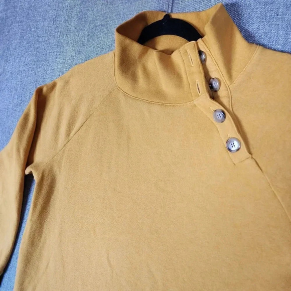 J. Crew Sweatshirt Women's Size Small Sunflower Gold/Yellow 4 Button Mock Neck - Picture 8 of 9